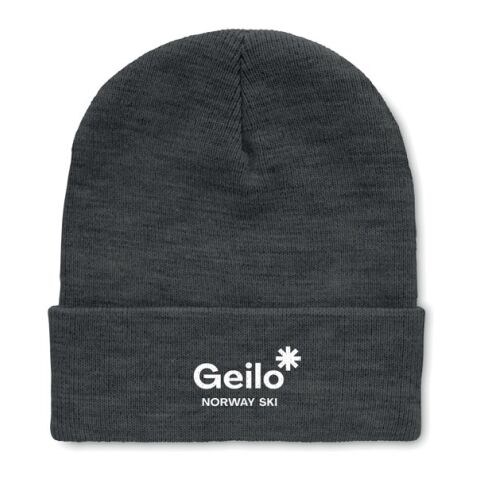Beanie mit Umschlag RPET weiß/grau | ohne Werbeanbringung | Nicht verfügbar | Nicht verfügbar | Nicht verfügbar