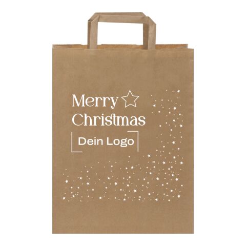 *Christmas* Kraftpapiertasche flacher Henkel Weiß | Ho Ho Ho | Digitaldruck