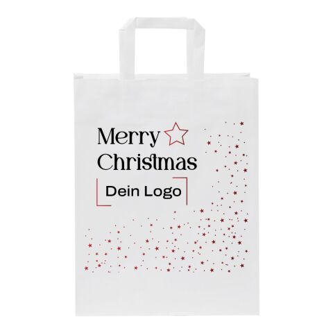 *Christmas* Kraftpapiertasche gedrehte Griffe Weiß | Merry Christmas | Digitaldruck