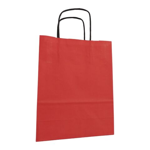 Werbeartikel Krafttasche glatt Color – rot – 25 x 11 x 32 cm – Papiertüte / Geschenktüte / Papiertragetasche mit Logo bedruckt