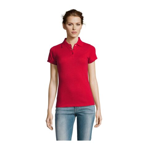 PRIME DAMEN POLO 200g rot | L | 1-farbiger Siebdruck | Rechter Arm | 85 mm x 70 mm | Nicht verfügbar