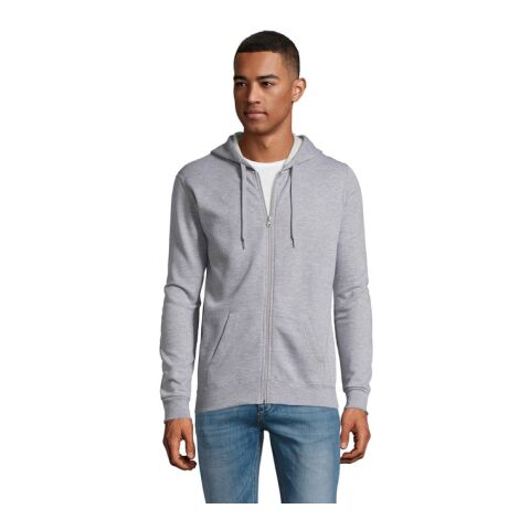 STONE UNI HOODIE 260g grau melange 2 | S | 1-farbiger Siebdruck | Vorderseite Brust | 100 mm x 100 mm | Nicht verfügbar
