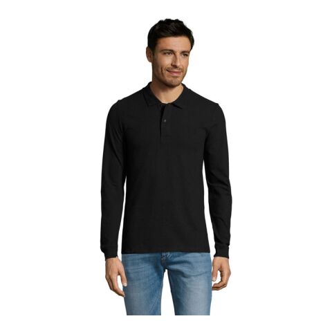 PERFECT MEN LSL POLO 180g schwarz | XXL | 1-farbiger Siebdruck | Vorderseite | 270 mm x 270 mm | Nicht verfügbar