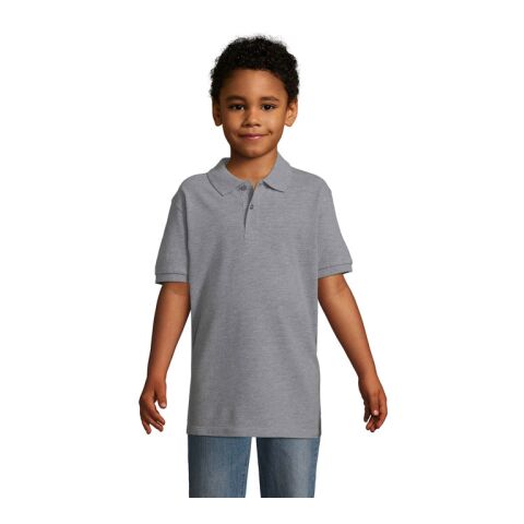 PERFECT KINDER POLO 180g grau melange 2 | L | 1-farbiger Siebdruck | Vorderseite | 200 mm x 200 mm | Nicht verfügbar