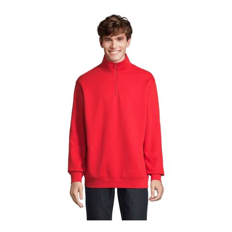 Werbeartikel CONRAD Sweater Zip Kragen – strahlendrot – 3XL – mit Logo bedruckt