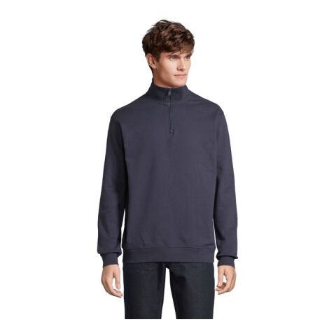 Werbeartikel CONRAD Sweater Zip Kragen – navy blau – XL – mit Logo bedruckt