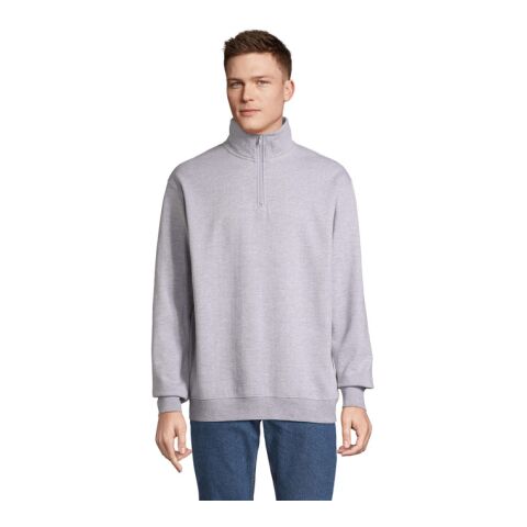 Werbeartikel CONRAD Sweater Zip Kragen – marl grey – XXS – mit Logo bedruckt