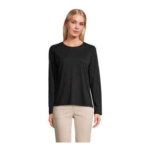 Werbeartikel MONARCH DAMEN T-SHIRTS – tiefschwarz – M – mit Logo bedruckt