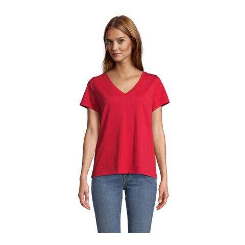 Werbeartikel REGENT V T-SHIRT Damen – rot – L – mit Logo bedruckt