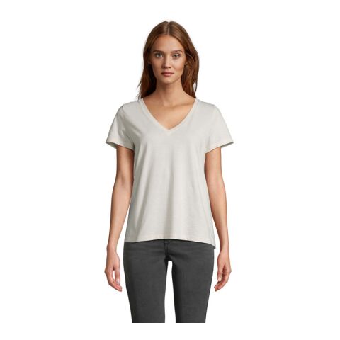 Werbeartikel REGENT V T-SHIRT Damen – off white – S – mit Logo bedruckt
