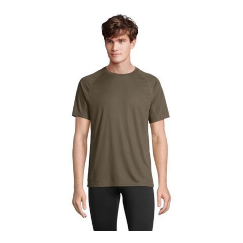 Teamkleidung VORTEX RAGLAN T-SHIRT SOL'S – army – mit Logo bedruckt, nachhaltig, recycelter Polyester, Gr. XL
