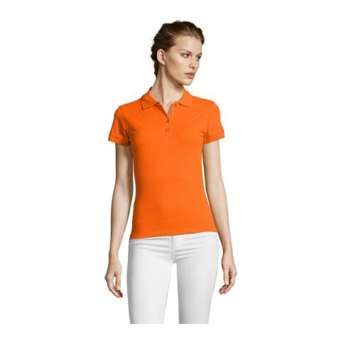 Werbeartikel PEOPLE DAMEN POLO 210g – orange – L – mit Logo bedruckt