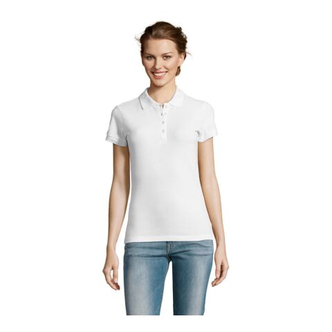 PEOPLE DAMEN POLO 210g weiß | XXL | 1-farbiger Siebdruck | Linker Arm | 100 mm x 70 mm | Nicht verfügbar