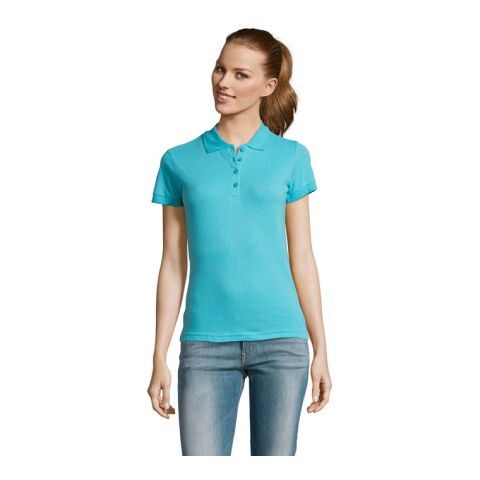 Werbeartikel PASSION DAMEN POLO 170g – atoll blau – S – mit Logo bedruckt