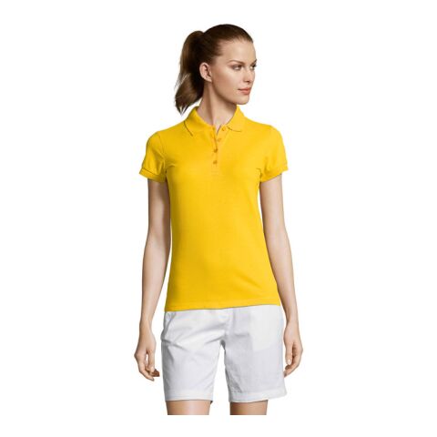Werbeartikel PASSION DAMEN POLO 170g – gold – S – mit Logo bedruckt