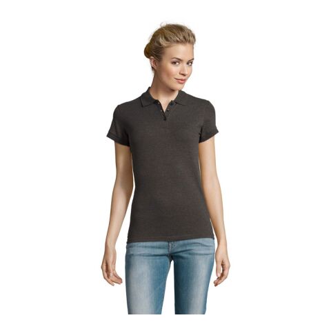 Werbeartikel PERFECT DAMEN POLO 180g – koks melange – L – mit Logo bedruckt