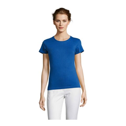 Werbeartikel MISS DAMENT-SHIRT 150g – königsblau – L – mit Logo bedruckt