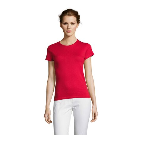Werbeartikel MISS DAMENT-SHIRT 150g – rot – L – mit Logo bedruckt