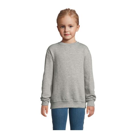 NEW SUPREME KINDER SWEATSHIRT 280g grau melange | 4XL | 1-farbiger Siebdruck | Rückseite | 200 mm x 200 mm | Nicht verfügbar