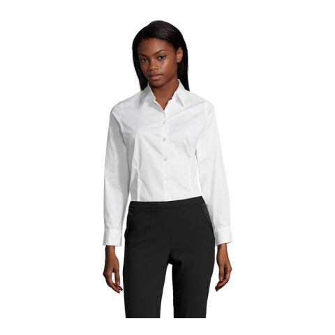 Werbeartikel EDEN STRETCH Damen SHIRT – weiß – M – mit Logo bedruckt