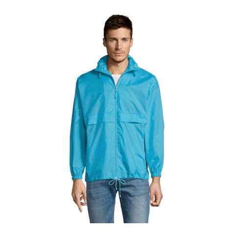 SURF Unisex Windbreaker atoll blau | S | 1-farbiger Siebdruck | Brust rechts | 150 mm x 100 mm