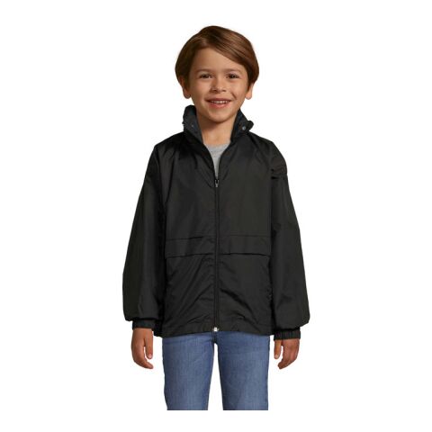 SURF KIDS WINDBREAKER 210g schwarz | 4XL | 1-farbiger Siebdruck | Brust links | 70 mm x 70 mm