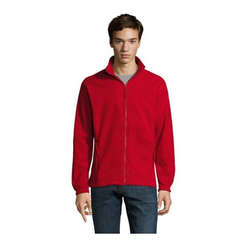 Werbeartikel NORTH MEN Fleece-Jacke – rot – 4XL – mit Logo bedruckt