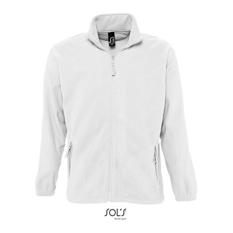 Werbeartikel NORTH MEN Fleece-Jacke – weiß – S – mit Logo bedruckt