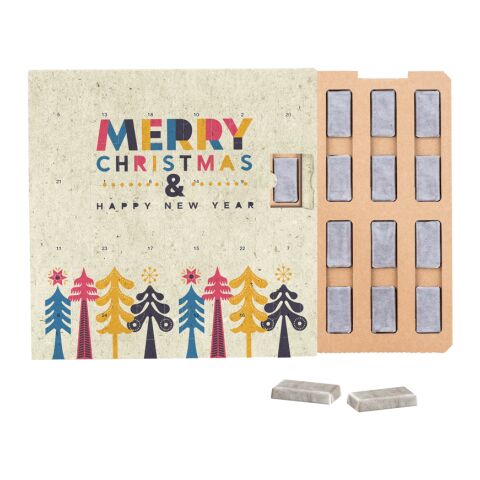 Täfelchen Adventskalender ECO Graspapier ohne Werbeanbringung | 24 Alpenmilch-Schokotäfelchen