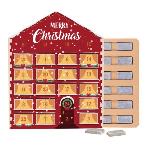 Täfelchen Adventskalender Haus ECO 4c Euroskala | 24 Alpenmilch-Schokotäfelchen