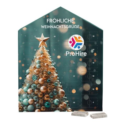 Täfelchen Adventskalender Haus 4c Euroskala | 24 Alpenmilch-Schokotäfelchen