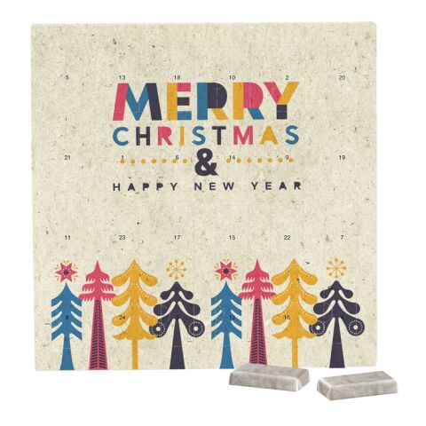 Täfelchen Adventskalender Graspapier ohne Werbeanbringung | 24 Alpenmilch-Schokotäfelchen