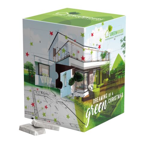 Tower Adventskalender, Vollkartonhülle ohne Werbeanbringung | Alpenmilch-Schokotäfelchen