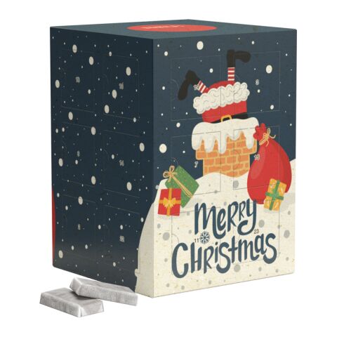 Tower Adventskalender, Graspapier ohne Werbeanbringung | Alpenmilch-Schokotäfelchen