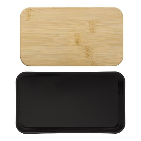 Werbeartikel Doppellagige PP-Lunchbox Maxton – schwarz – mit Logo bedruckt