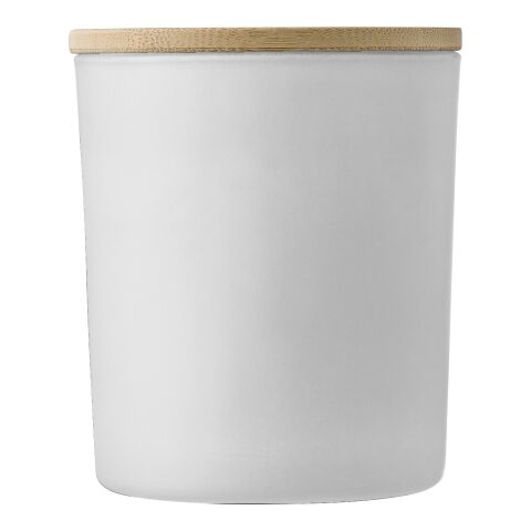 Werbeartikel Glaskerze Matthew – Weiß – mit Logo bedruckt