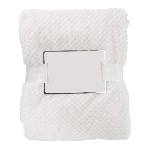 Werbeartikel Fleece (230 gr/m²) Decke Nikolai – beige – mit Logo bedruckt