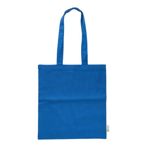 Werbeartikel Einkaufstasche aus recycelter Baumwolle (120 g/m²) Cassiopeia – blau – mit Logo bedruckt