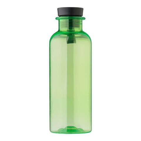Werbeartikel Laia 500 ml rPET-Trinkflasche recycelt mit Bambus-Detail & Silikon-Tragegurt auslaufsicher – limone – mit Logo bedruckt