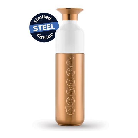 Dopper Steel 490 ml silber/weiß | 1-farbiger Siebdruck | Vorder- und Rückseite | 155 mm x 32 mm