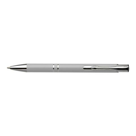 Kundengeschenk Metall-Kugelschreiber Albacete – silber – lasergraviert blau schreibend für den Büroalltag