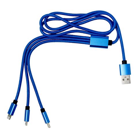3-in-1 Ladekabel &#039;Belfast&#039; aus Aluminium und Nylon Kobaltblau | ohne Werbeanbringung | Nicht verfügbar | Nicht verfügbar