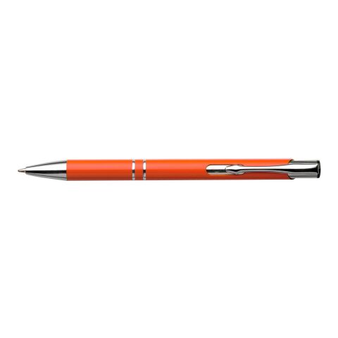 Werbeartikel Aluminium-Kugelschreiber Kamari – orange – mit Gravur, blau schreibend, nachhaltig für den Büroalltag