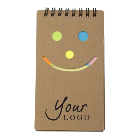Notizbuch &#039;Happy face&#039; aus Karton Braun | ohne Werbeanbringung | Nicht verfügbar | Nicht verfügbar