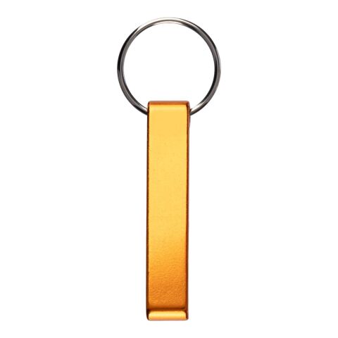 Werbeartikel Schlüsselhalter Anneliese – orange – mit lasergraviertem Logo aus recyceltem Aluminium mit Flaschenöffner und Telefonhalter