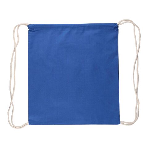Werbeartikel Kordelzug-Rucksack aus Öko-Baumwolle (140 g/m2) Bridget – blau – Turnbeutel / Sportbeutel mit Logo bedruckt