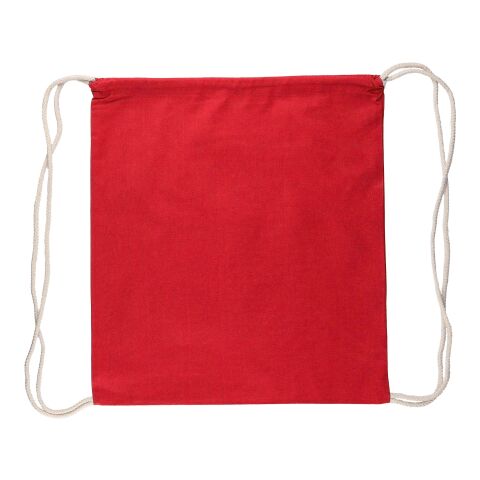 Werbeartikel Kordelzug-Rucksack aus Öko-Baumwolle (140 g/m2) Bridget – rot – mit Logo bedruckt