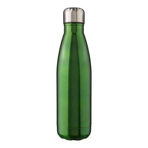 Werbeartikel Cliff 650 ml Trinkflasche aus recyceltem 304 Edelstahl einwandig & leicht mit Schraubverschluss & Geschenkbox – grün – mit Logo bedruckt