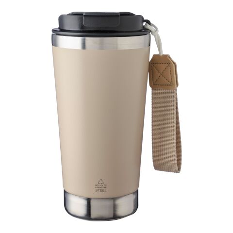 Doppelwandiger Trinkbecher aus recyceltem Edelstahl 500 ml Kayla beige | ohne Werbeanbringung | Nicht verfügbar | Nicht verfügbar