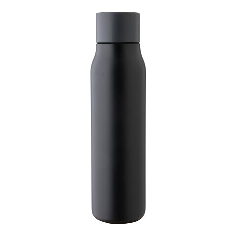 Werbeartikel Trinkflasche aus recyceltem Edelstahl (600 ml) Cassian – Schwarz – mit Logo bedruckt